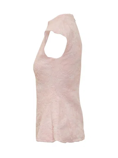 Rotate Birger Christensen Embroidered Tulle Sleeveless Top In Pink