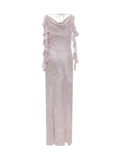 Rotate Birger Christensen Maxi Dress With Cascading Draping In Pink
