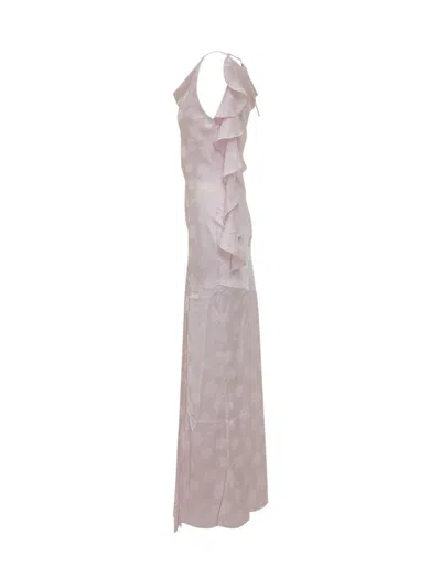 Rotate Birger Christensen Maxi Dress With Cascading Draping In Pink