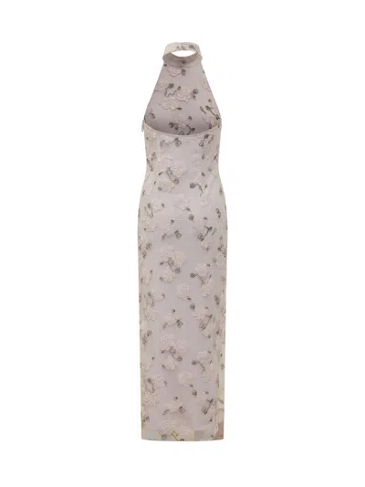 Rotate Birger Christensen Maxi Dress With Embroidered Beading In Pink