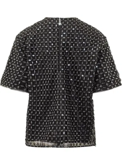 Rotate Birger Christensen Oversized Beaded Top In Black