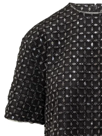 Rotate Birger Christensen Oversized Beaded Top In Black