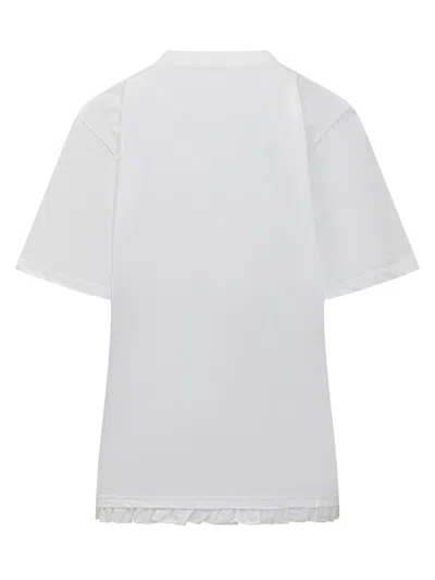 Rotate Birger Christensen Wide T-shirt With Rouche In White