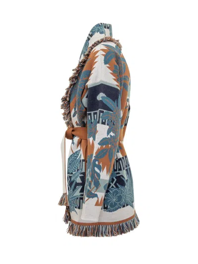 Alanui Jacquard Cardigan With Belt In Multi