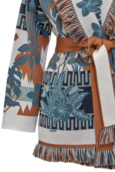 Alanui Jacquard Cardigan With Belt In Multi