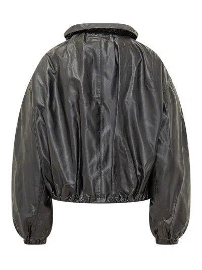 Isabel Marant Étoile Leather Jacket With Drawstring In Animal Print