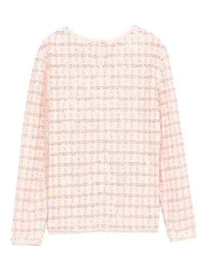 Emporio Armani Tulle Top With Sequin And Bead Embroidery In Pink