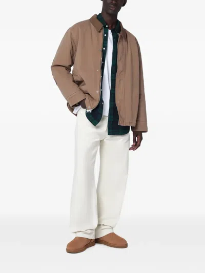 Oamc Cotton Zip Jacket Collared Design In Brown