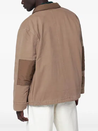 Oamc Cotton Zip Jacket Collared Design In Brown