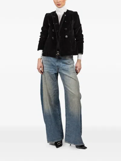 R13 Double-breasted Cadet Jacket In Black