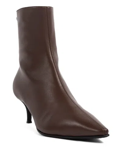 Vicini Leather Kitten-heel Ankle Boots In Brown