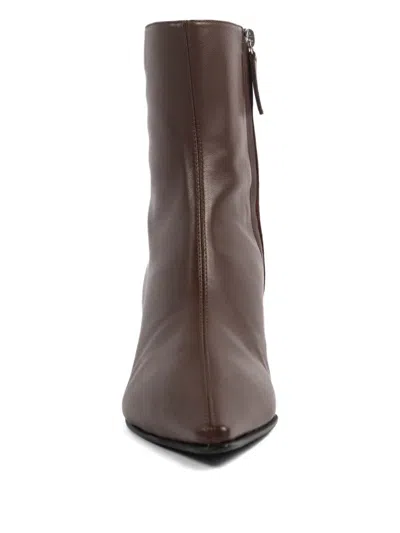 Vicini Leather Kitten-heel Ankle Boots In Brown