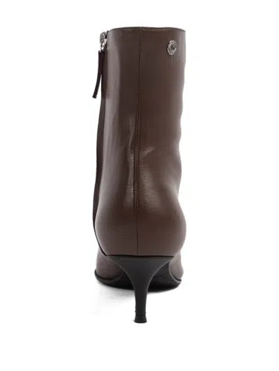 Vicini Leather Kitten-heel Ankle Boots In Brown
