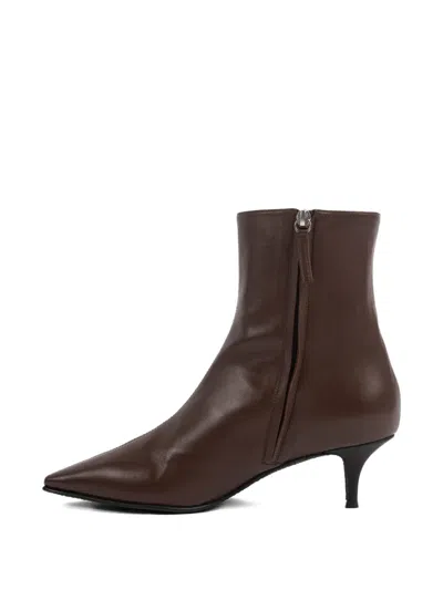 Vicini Leather Kitten-heel Ankle Boots In Brown