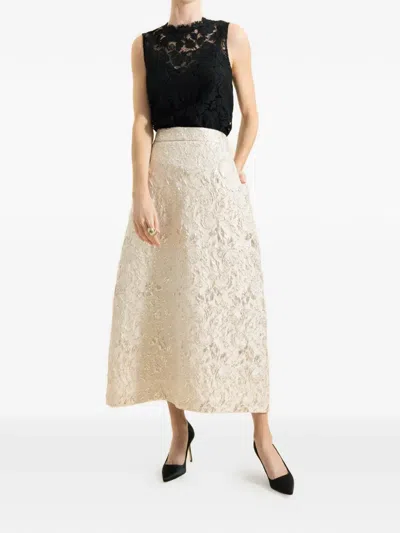 Lunatica Milano Venice Textured Midi Skirt In Neutral
