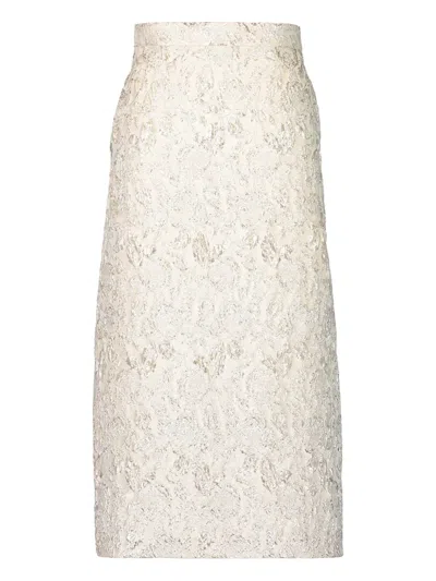 Lunatica Milano Venice Textured Midi Skirt In Neutral