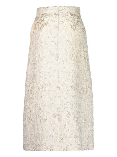 Lunatica Milano Venice Textured Midi Skirt In Neutral