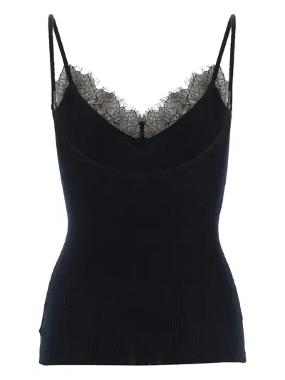 Arch4 Ribbed Lace Top In Black