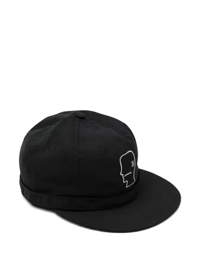 Brain Dead Extended Strap 6 Panel Logohead Hat In Black
