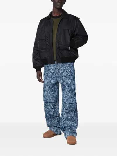 Brain Dead Black Nylon Zip Bomber Jacket In Multi