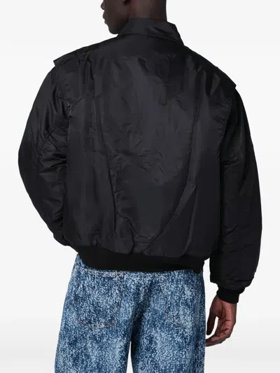 Brain Dead Black Nylon Zip Bomber Jacket In Multi