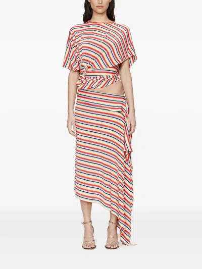 Christopher Esber Calypso Coiled Jersey Striped Blouse In Multi