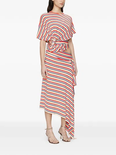 Christopher Esber Calypso Coiled Jersey Striped Blouse In Multi