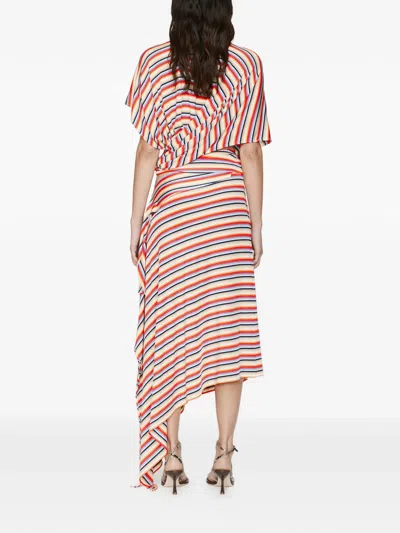 Christopher Esber Calypso Coiled Jersey Striped Blouse In Multi
