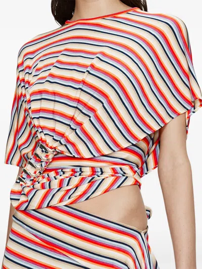 Christopher Esber Calypso Coiled Jersey Striped Blouse In Multi
