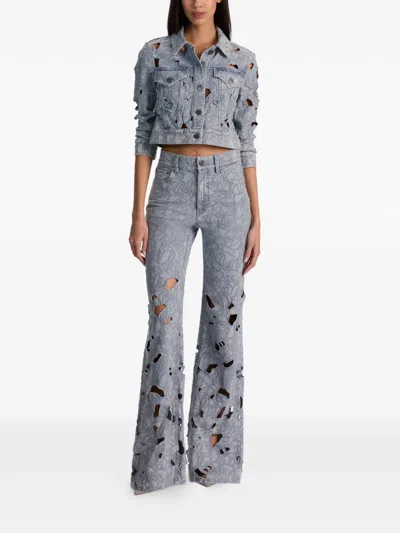 Alice And Olivia Chic Eyelet Jean In Blue