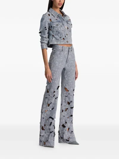 Alice And Olivia Chic Eyelet Jean In Blue