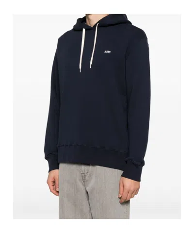 Autry Hooded Sweatshirt Drawstring Ribbed Cuffs In Black