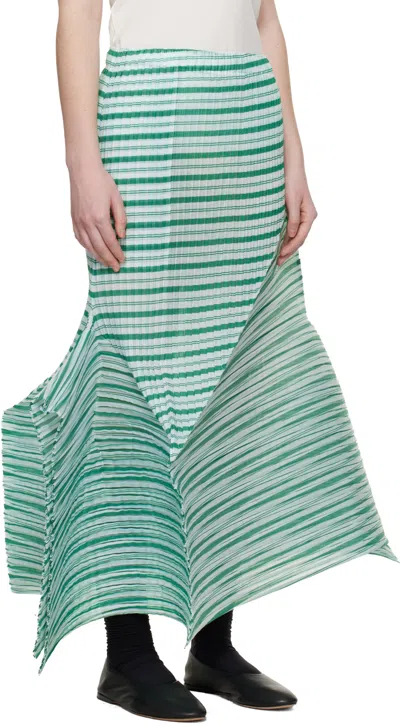Issey Miyake Asymmetrical Hem Midi Skirt In Green