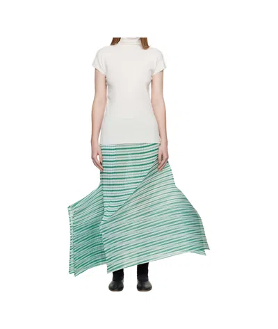 Issey Miyake Asymmetrical Hem Midi Skirt In Green
