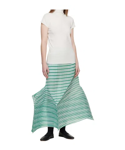 Issey Miyake Asymmetrical Hem Midi Skirt In Green