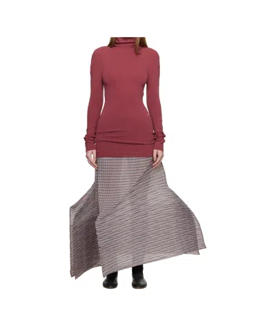 Issey Miyake Asymmetrical Hem Midi Skirt In Gray