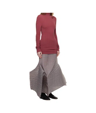 Issey Miyake Asymmetrical Hem Midi Skirt In Gray