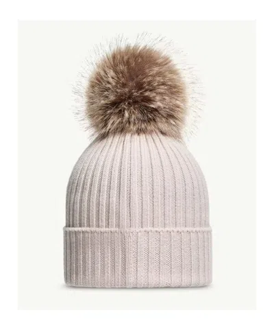 Moncler Wool Beanie With Pom Pom In Neutral