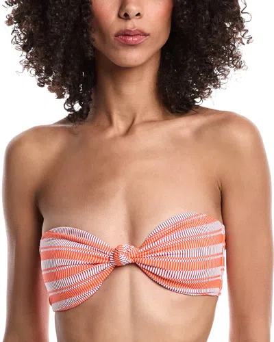 Milly Stripe Knot Bandeau Bikini Top In Nude