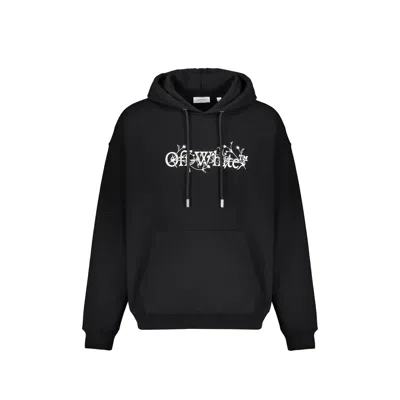 Off-white Bookish Printed French Cotton-terry Hoodie In Black