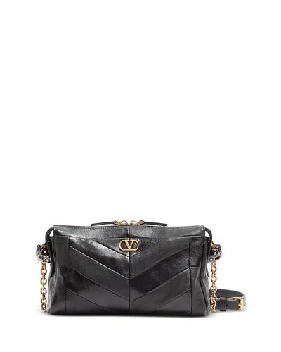 Valentino Garavani Panthea Small Shoulder In Nappa Leather With Chevron Pattern Bags In Black