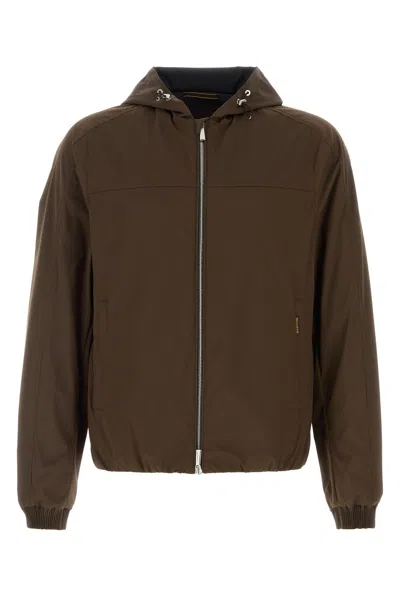 Moorer Stretch Polyester Albori Jacket Hood And Pockets In Brown