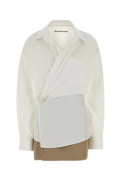 Alexander Wang Pre-styled Mini Wrap Dress In Twill In White