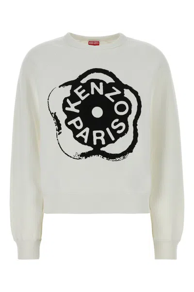 Kenzo White Cotton Sweatshirt In Neutral