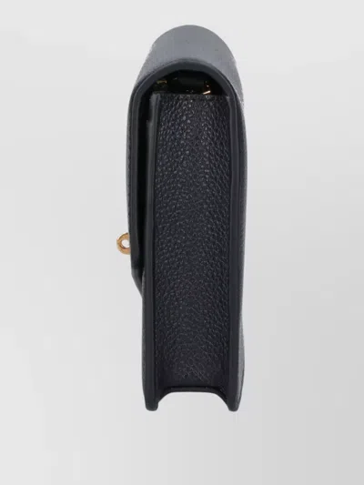 Mulberry Chain Strap Wallet Gold Tone Hardware Pebbled In Black