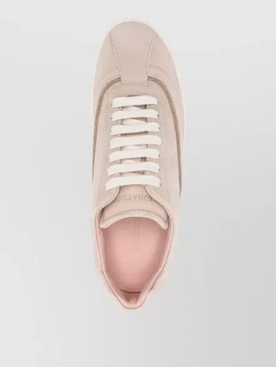Fabiana Filippi Women Beige Suede Sneakers, 8.5 Luxury Sneakers For Women Darveys In Pink
