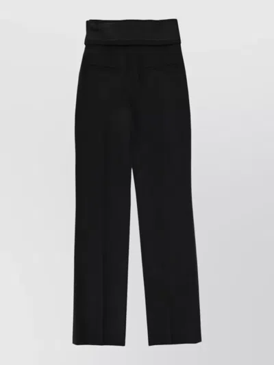 Alexander Mcqueen Wool Tailored Trousers High Waist Wide Leg In Black