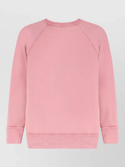 Isabel Marant Étoile Knit Sweatshirt Raglan Sleeves Ribbed Hem Cuffs In Pink