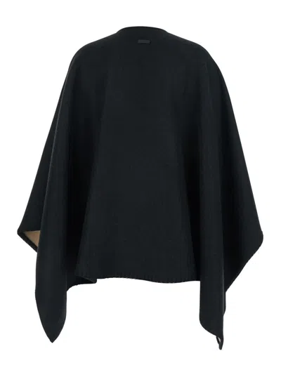 Ferragamo Geometric-print Cape In Black