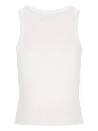 Givenchy White Sleeveless Top With Logo Lettering On The Front In Cotton Stretch Woman In White